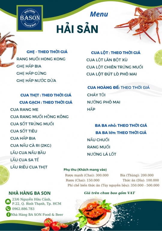 Menu HẢI SẢN